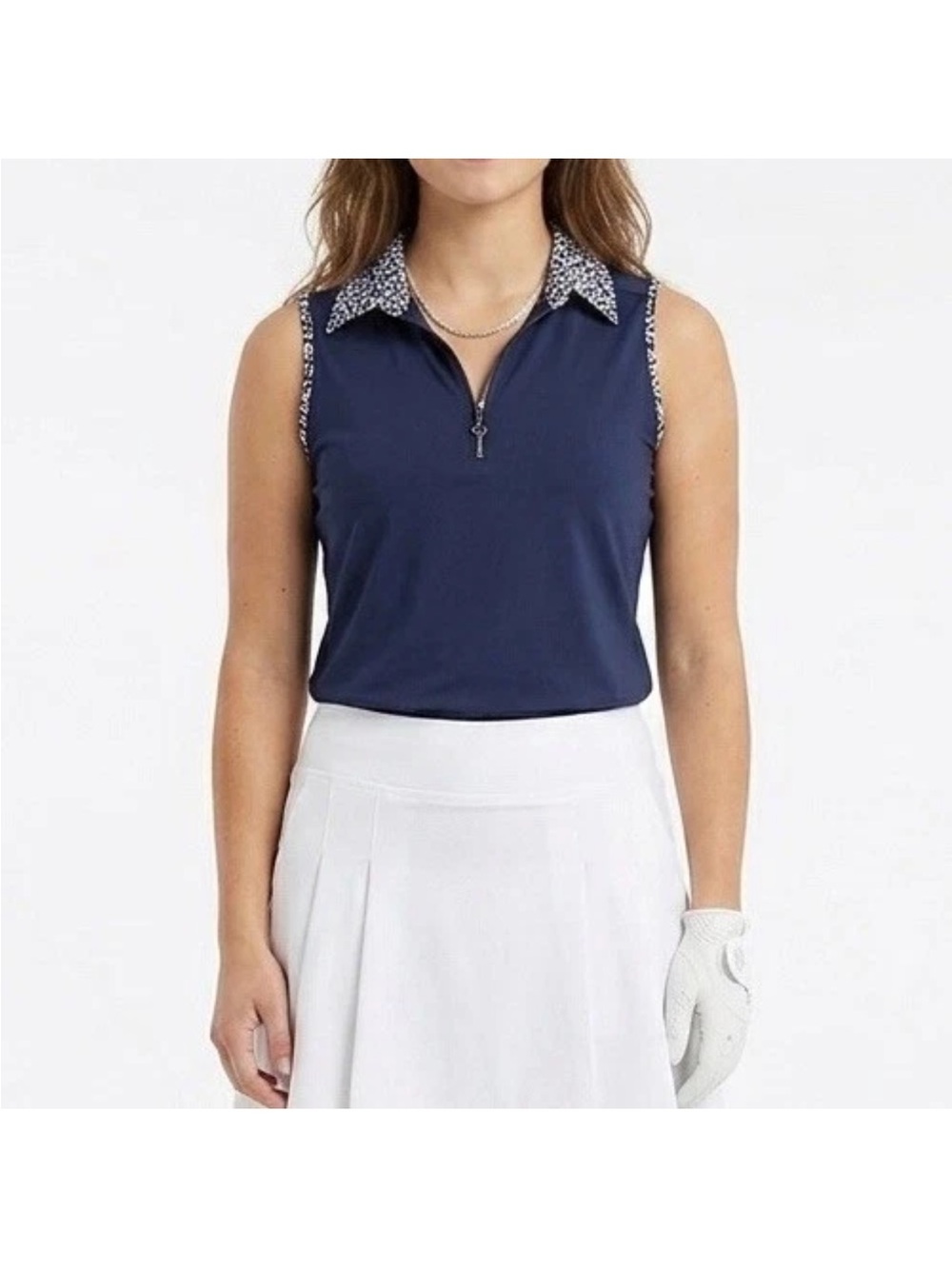 Belyn Key Sleeveless Golf Polo Women’s XS Navy Quarter Zip Golf Athletic Top